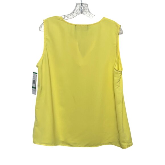 Black Label By Evan-Picone Sleeveless Shirt Large Yellow Tie Neck New - Picture 3 of 8